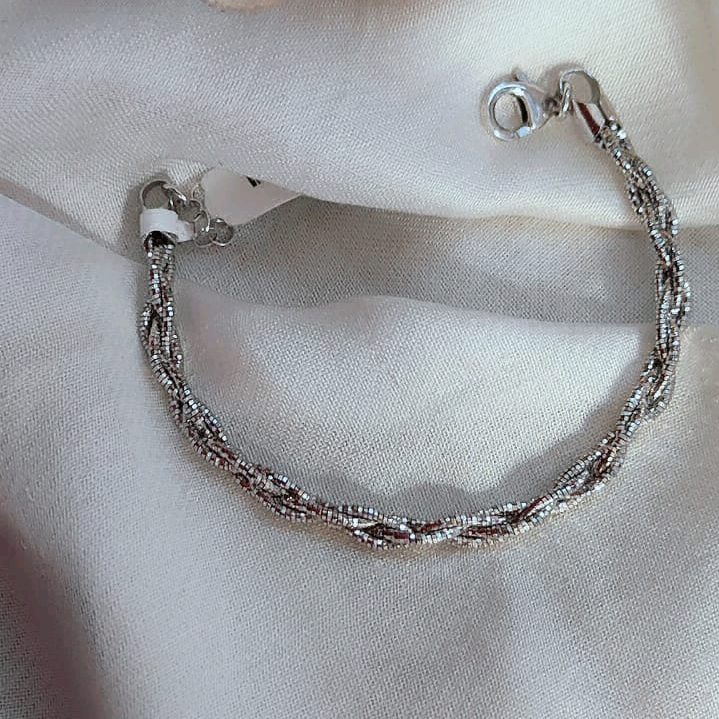 Braided Rhodium Pleted Bracelet 